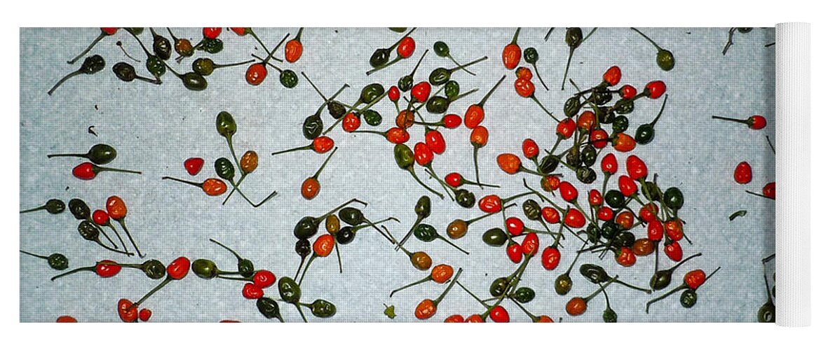 Peppers Yoga Mat featuring the photograph Chili Pequins by Ivars Vilums