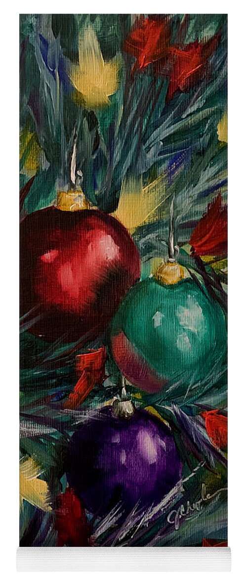 Christmas Ornaments Yoga Mat featuring the painting Christmas Lights Are Shining by Jan Chesler