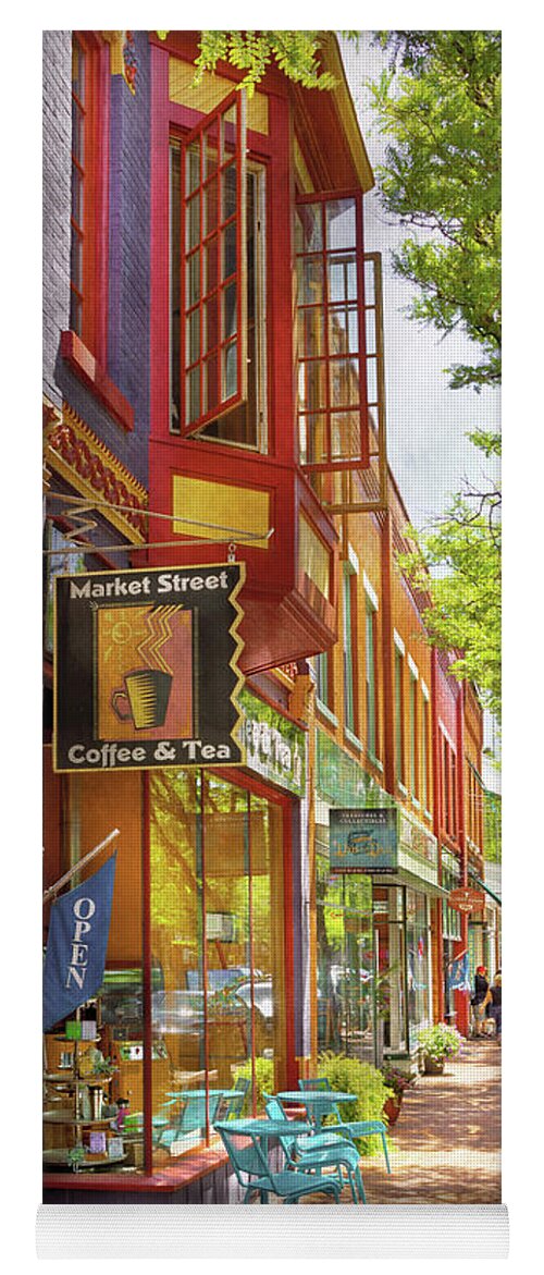 Corning Yoga Mat featuring the photograph City - Corning NY - Market Street Coffee and Tea by Mike Savad