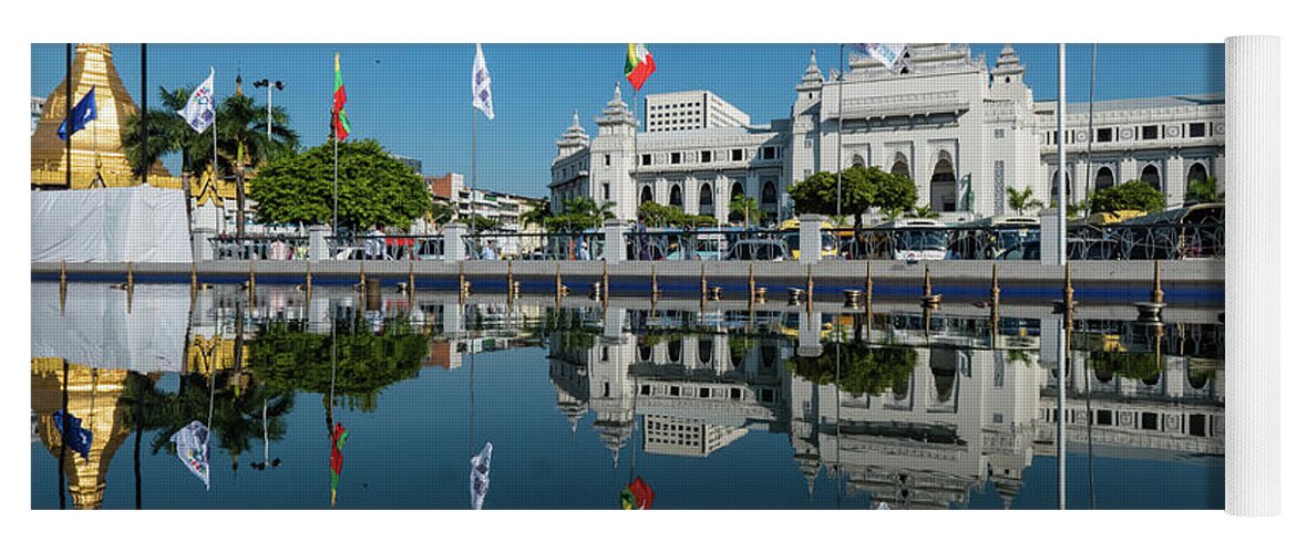 City Hall Yoga Mat featuring the photograph City Hall in Yangon, Myanmar by Ann Moore