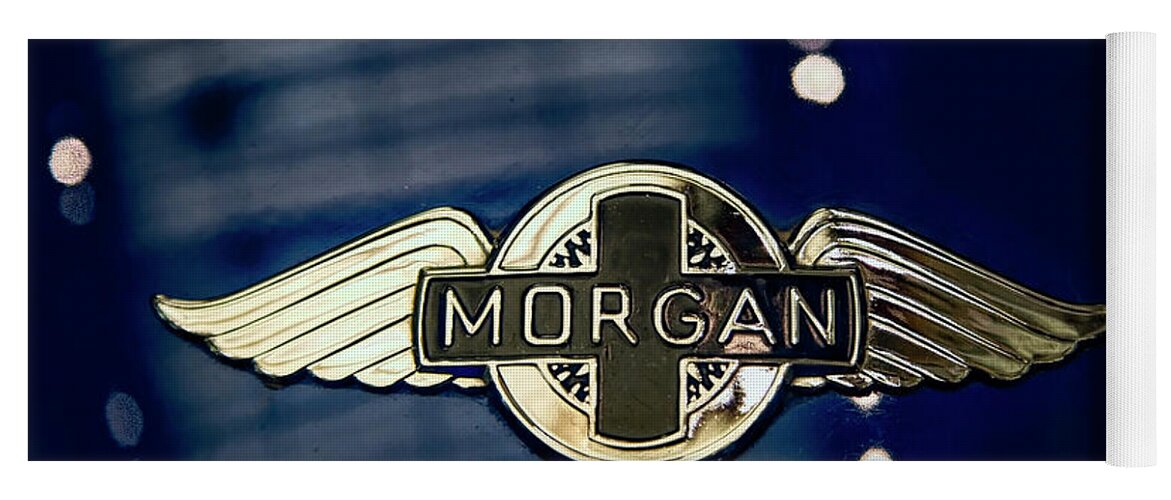 Car Yoga Mat featuring the photograph Classic Morgan Name Plate by Pheasant Run Gallery