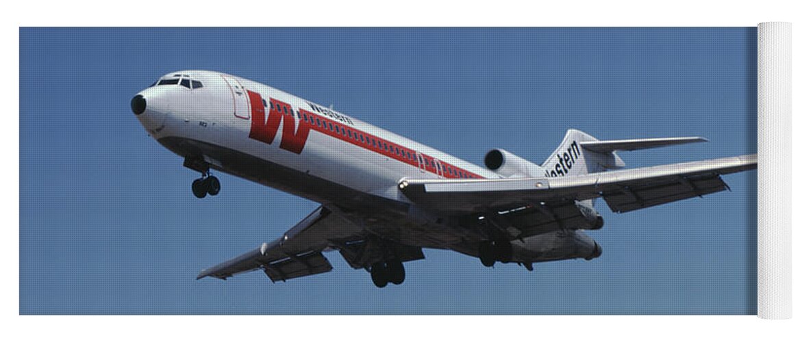 Western Airlines Yoga Mat featuring the photograph Classic Western Airlines Boeing g727 by Erik Simonsen