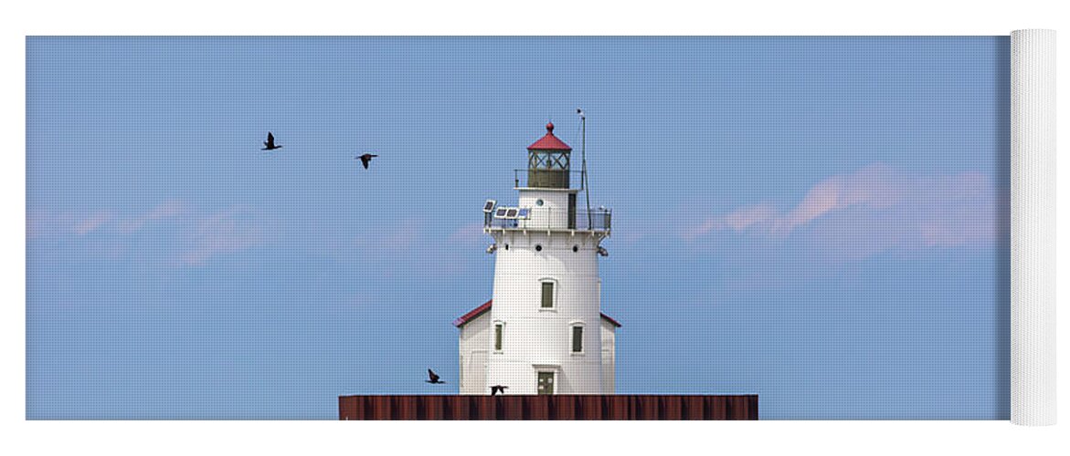 Lighthouse Yoga Mat featuring the photograph Cleveland Harbor West Pierhead Lighthouse by Dale Kincaid