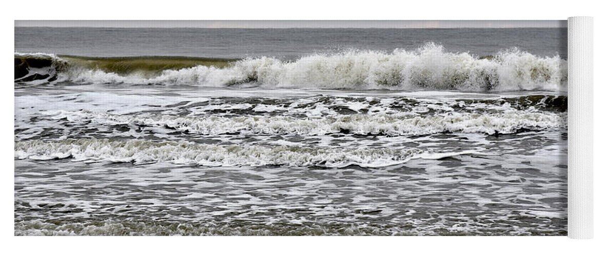 Surf's Up Yoga Mat featuring the photograph Cloudy day morning surf on Hilton Head Island by Dennis Schmidt