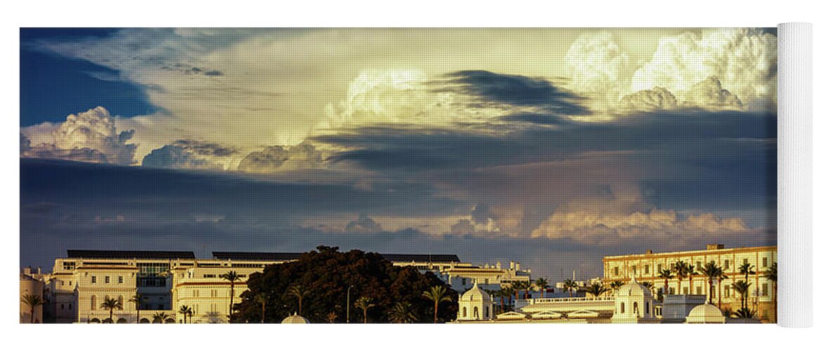 Famous Yoga Mat featuring the photograph Cloudy Sky over La Caleta Spa Cadiz by Pablo Avanzini