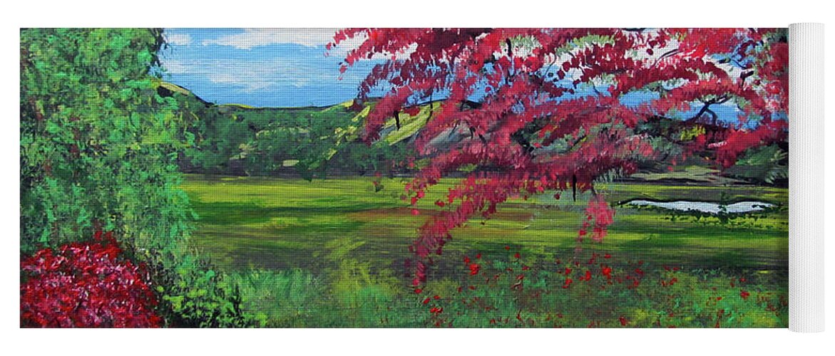 Flamboyan Tree Yoga Mat featuring the painting Colorful and Peaceful by Luis F Rodriguez