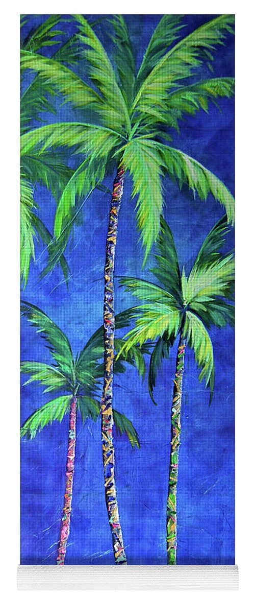Princeville Palms Yoga Mat featuring the painting Colorful Family of Five Palms by Kristen Abrahamson