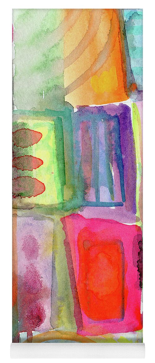 Colorful Yoga Mat featuring the painting Colorful Patchwork 2- Art by Linda Woods by Linda Woods