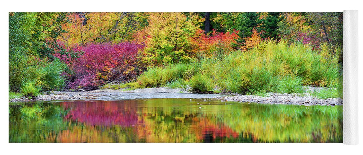 Outdoor; Fall; Colors; North Cascade; Water; Reflection; Rocks; North Cascade Highway Yoga Mat featuring the digital art Colorful world on Cascade Meadow by Michael Lee
