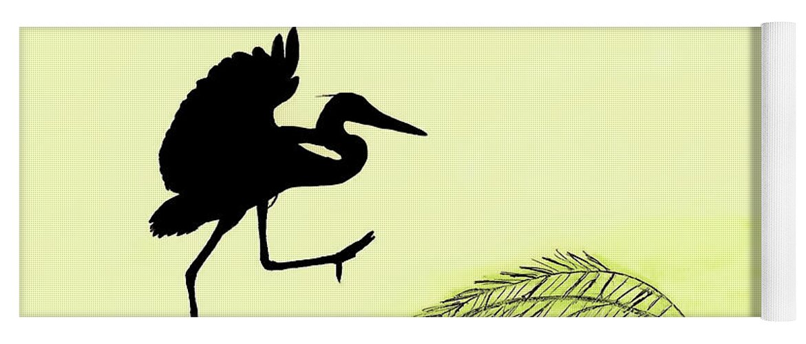 Egret Yoga Mat featuring the drawing Coming In For A Landing by D Hackett