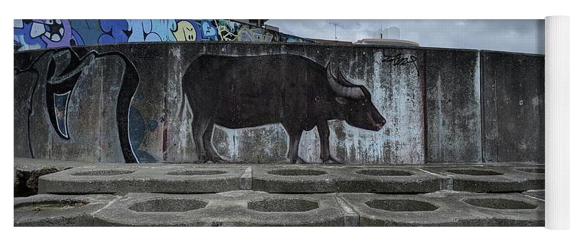 Graffiti Yoga Mat featuring the photograph Concrete Bull by Eric Hafner
