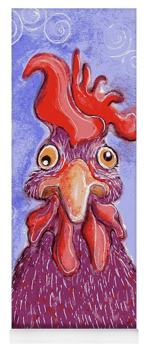 Chicken Yoga Mat featuring the painting Confused Chicken by Karren Case