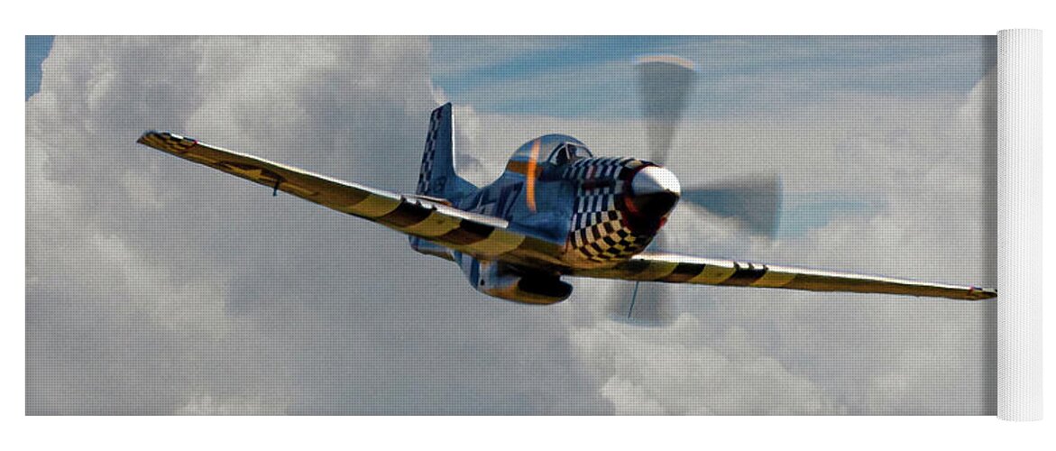 North American Tf51d Mustang ‘contrary Mary’ Training Version Of The Legendary North American P-51 Mustang. Digital Painting Yoga Mat featuring the digital art Contrary Mary - P51 Mustang by Airpower Art