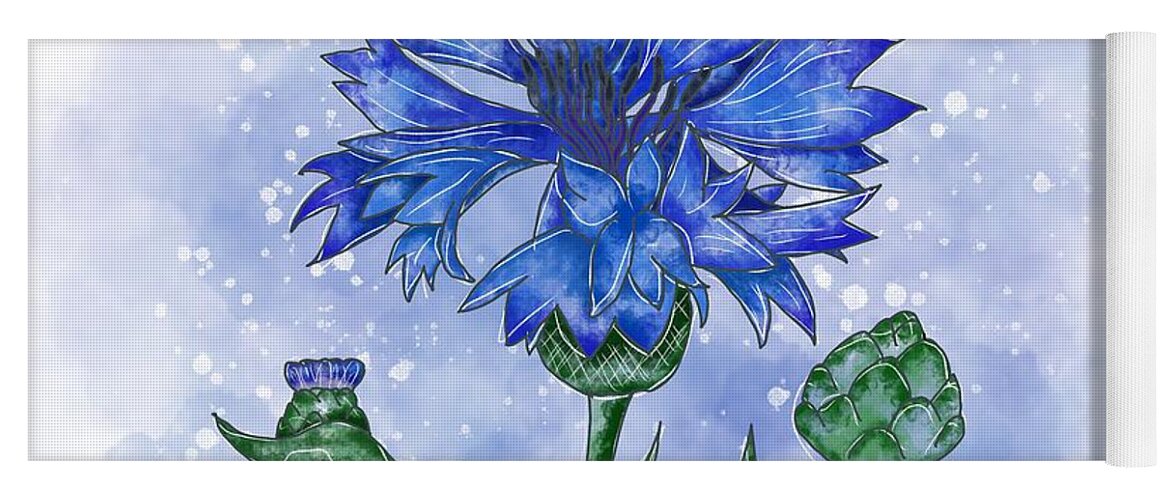 Cornflower Yoga Mat featuring the painting Cornflower blue by Patricia Piotrak