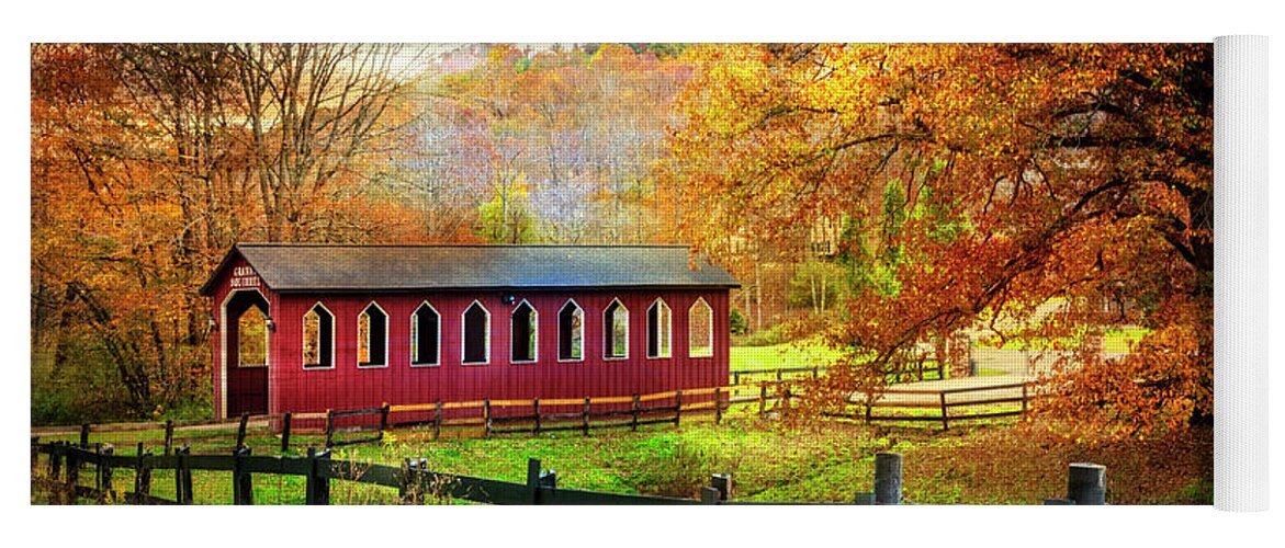 Andrews Yoga Mat featuring the photograph Country Red in Autumn by Debra and Dave Vanderlaan