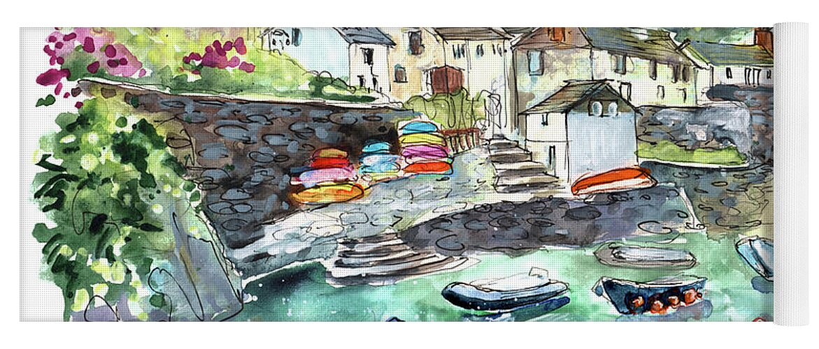 Travel Yoga Mat featuring the painting Coverack On Lizard Peninsula 06 by Miki De Goodaboom