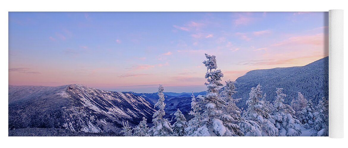 Snow Yoga Mat featuring the photograph Crawford Notch Winter View. by Jeff Sinon