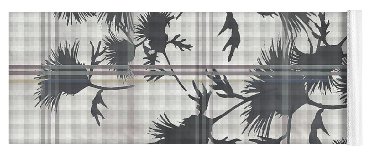 Plaid Yoga Mat featuring the digital art Cream Thistle Plaid Contrast Border by Sand And Chi