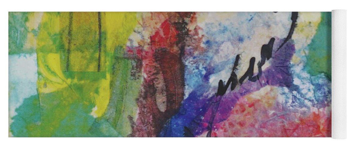 Mixed Media Yoga Mat featuring the mixed media Creative Chatter by Christine Chin-Fook