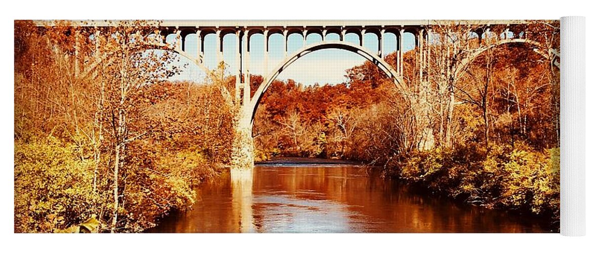 Cuyahoga Yoga Mat featuring the photograph Cuyahoga River at Autumn by Alice Terrill