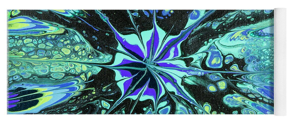 Poured Acrylics Yoga Mat featuring the painting Dark Star by Lucy Arnold
