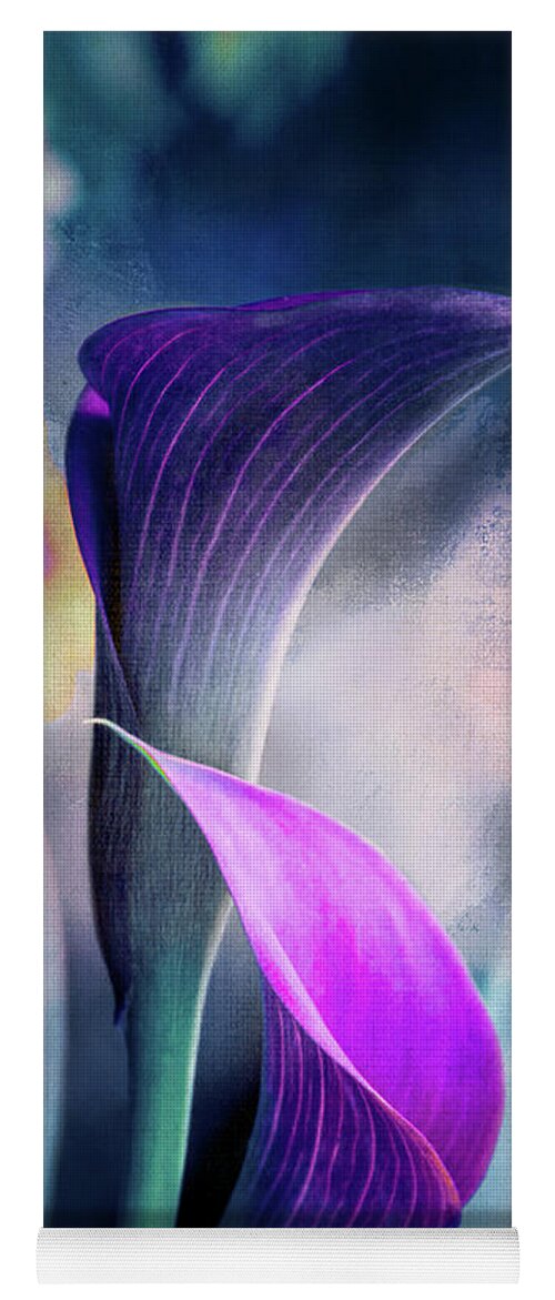 Callalilies Yoga Mat featuring the digital art Dark Textured Lilies by Terry Davis