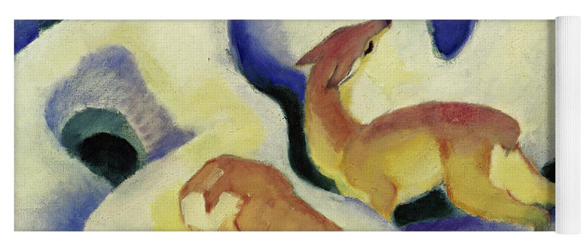 Franz Marc Yoga Mat featuring the painting Deer in the Snow, 1911 by Franz Marc