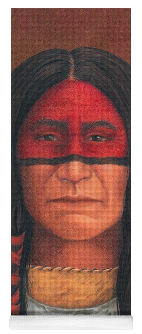 Native American Portrait. American Indian Portrait. Yoga Mat featuring the painting Delaware Warrior by Valerie Evans