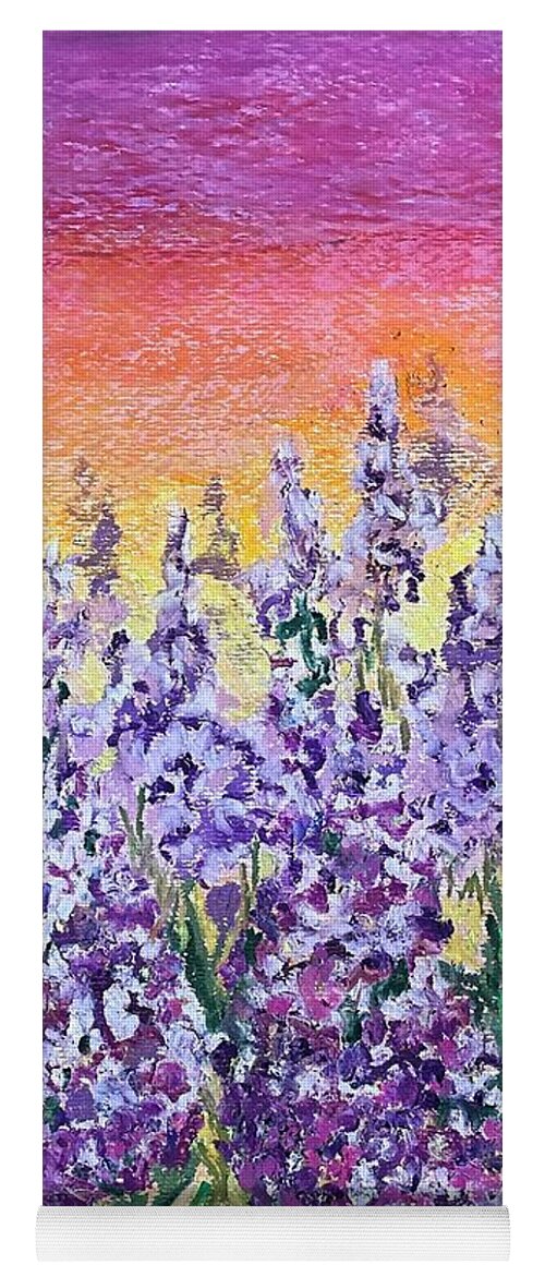 Flowers Yoga Mat featuring the painting Delphiniums by Norma Duch