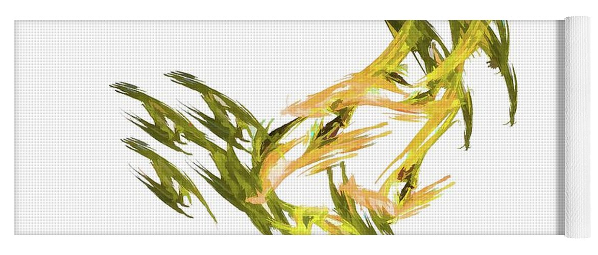 Abstract Art Yoga Mat featuring the digital art Deluxe Throwing Star Camo Green by Don Northup