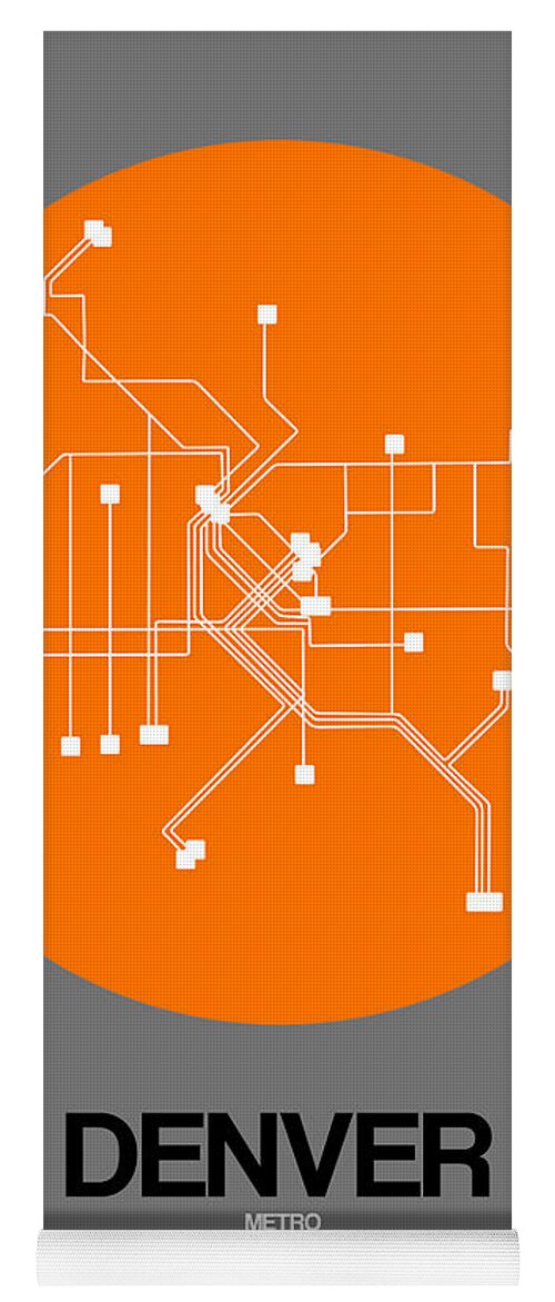Vacation Yoga Mat featuring the digital art Denver Orange Subway Map by Naxart Studio