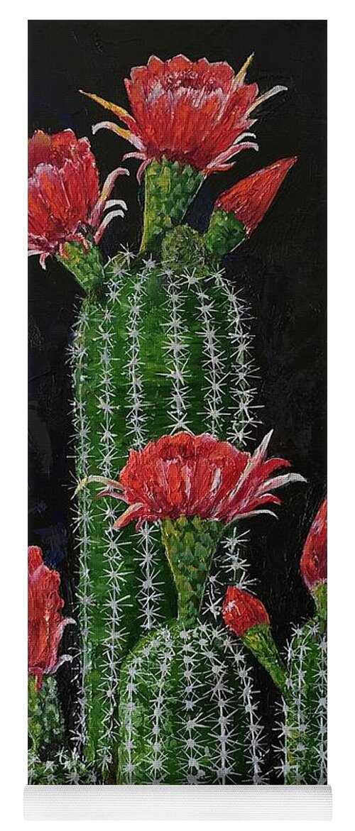 Cactus Yoga Mat featuring the painting Desert Bloom 2 by Maria Karlosak