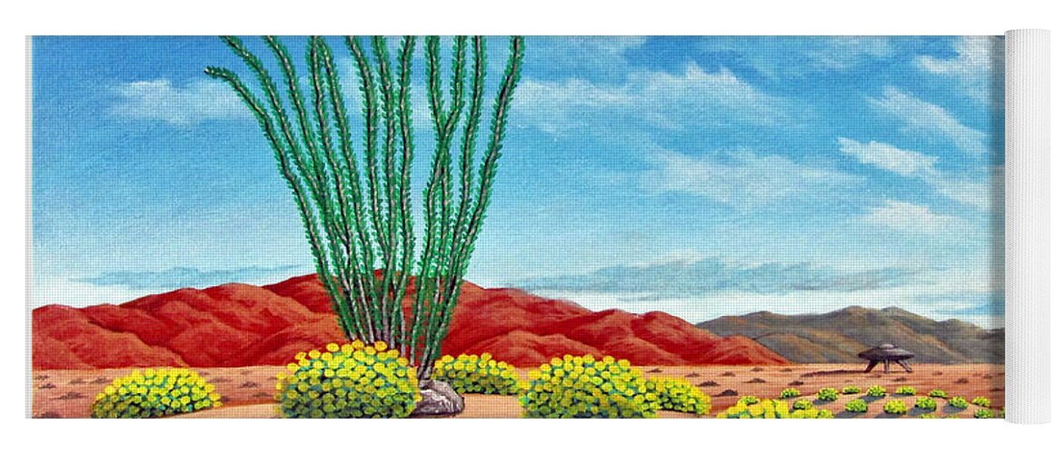 Desert Yoga Mat featuring the painting Desert Landing by Snake Jagger