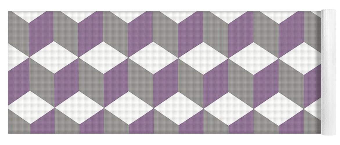 Diamond Shape Yoga Mat featuring the digital art Diamond Repeating Pattern In Crocus Purple and Grey by Taiche Acrylic Art