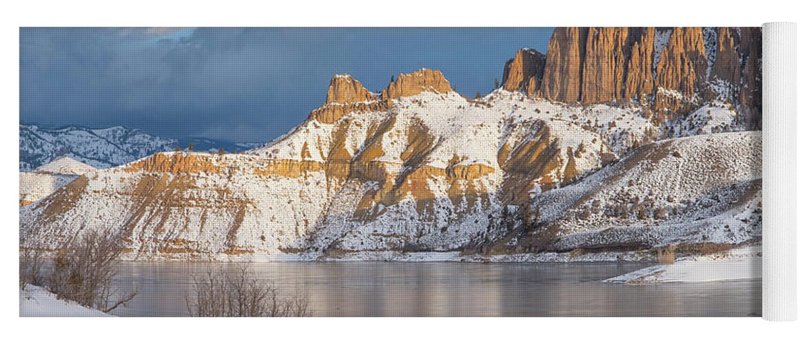 00567623 Yoga Mat featuring the photograph Dillon Pinnacles In Winter, Curecanti National Recreation Area, Colorado by Tim Fitzharris