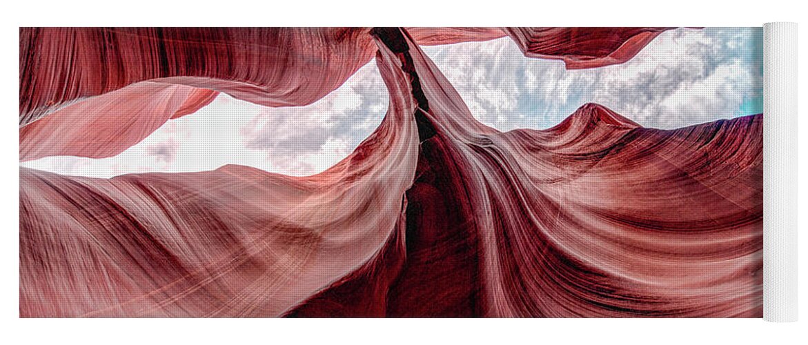 Lower Antelope Canyon Yoga Mat featuring the photograph Divided View by Laura Hedien