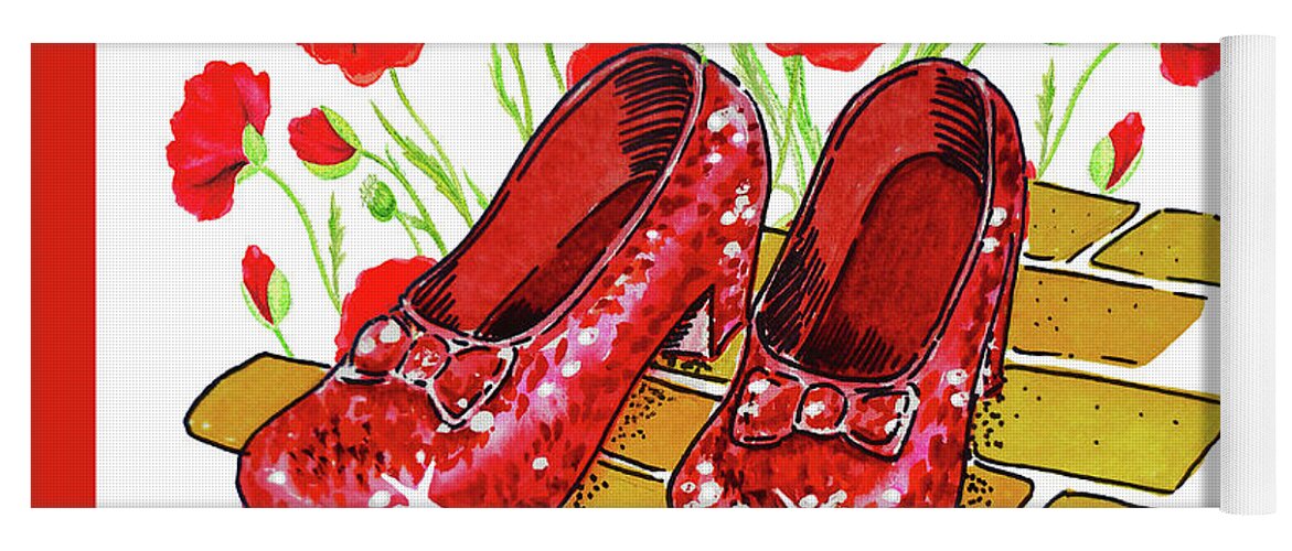 Ruby Slippers Yoga Mat featuring the painting Dorothy Ruby Slippers Wizard Of Oz by Irina Sztukowski