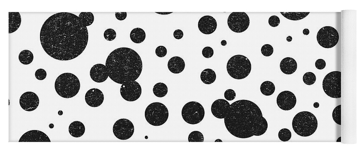 Dots Pattern Yoga Mat featuring the mixed media Dot Pattern 5 - Black, White - Ceramic Tile Pattern - Surface Pattern Design - Mediterranean Pattern by Studio Grafiikka