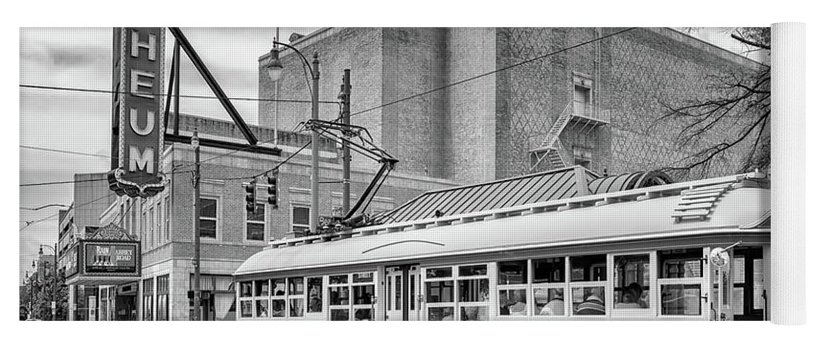 Memphis Yoga Mat featuring the photograph Downtown Memphis - Black and White by Susan Rissi Tregoning