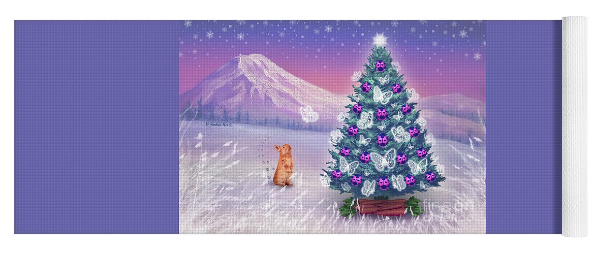 Holiday Yoga Mat featuring the painting Dream Christmas Tree by Yoonhee Ko
