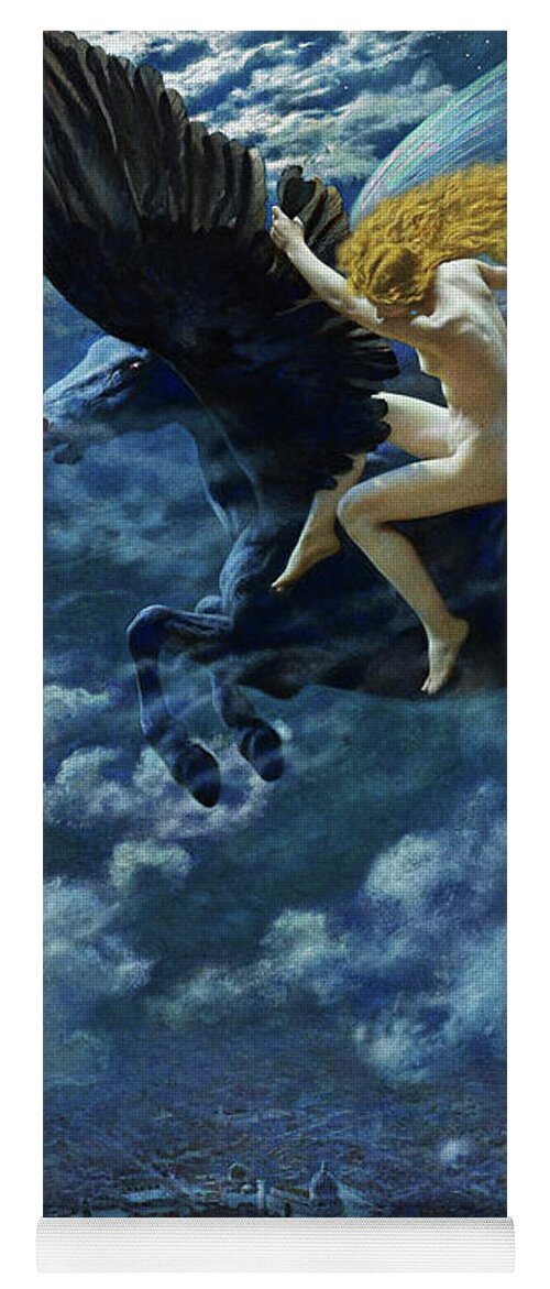 Dream Idyll Yoga Mat featuring the painting Dream Idyll A Valkyrie by Edward Robert Hughes by Rolando Burbon