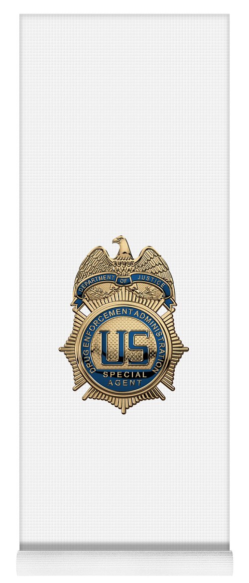  ‘law Enforcement Insignia & Heraldry’ Collection By Serge Averbukh Yoga Mat featuring the digital art Drug Enforcement Administration - D E A Special Agent Badge over White Leather by Serge Averbukh