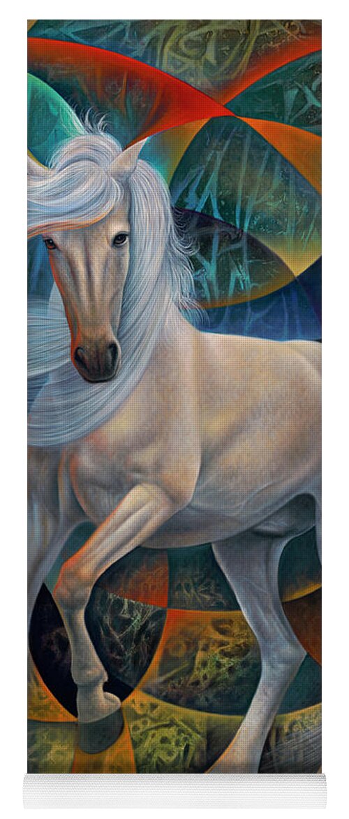 Horse Yoga Mat featuring the painting Dynamic Stallion by Ricardo Chavez-Mendez