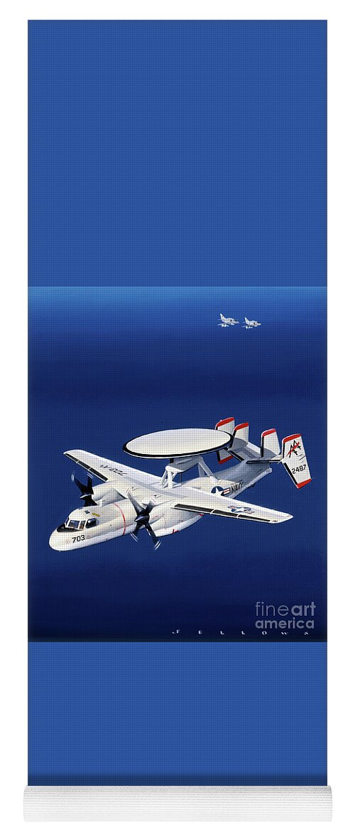Military Aircraft Yoga Mat featuring the painting Grumman E-2A Hawkeye by Jack Fellows