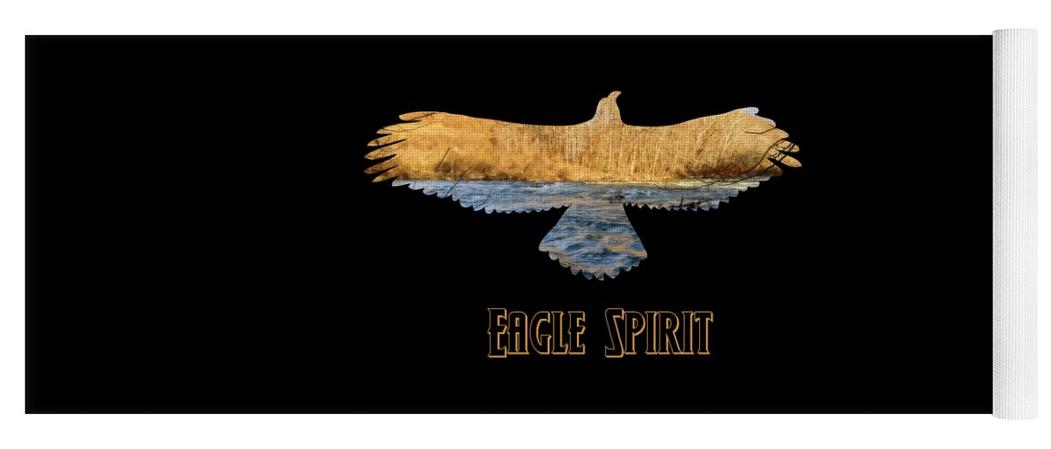 2d Yoga Mat featuring the photograph Eagle Spirt Text by Brian Wallace