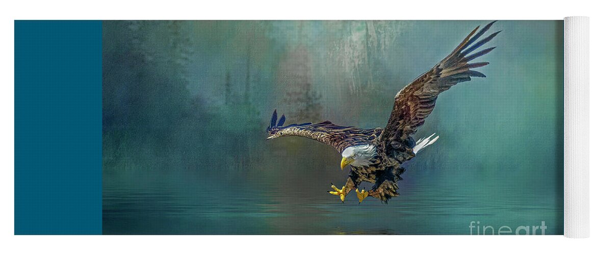Eagle Yoga Mat featuring the photograph Eagle swooping for fish by Brian Tarr