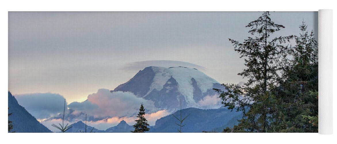 Mount Ranier Yoga Mat featuring the photograph Early Morning Mt. Ranier by Elaine Pawski
