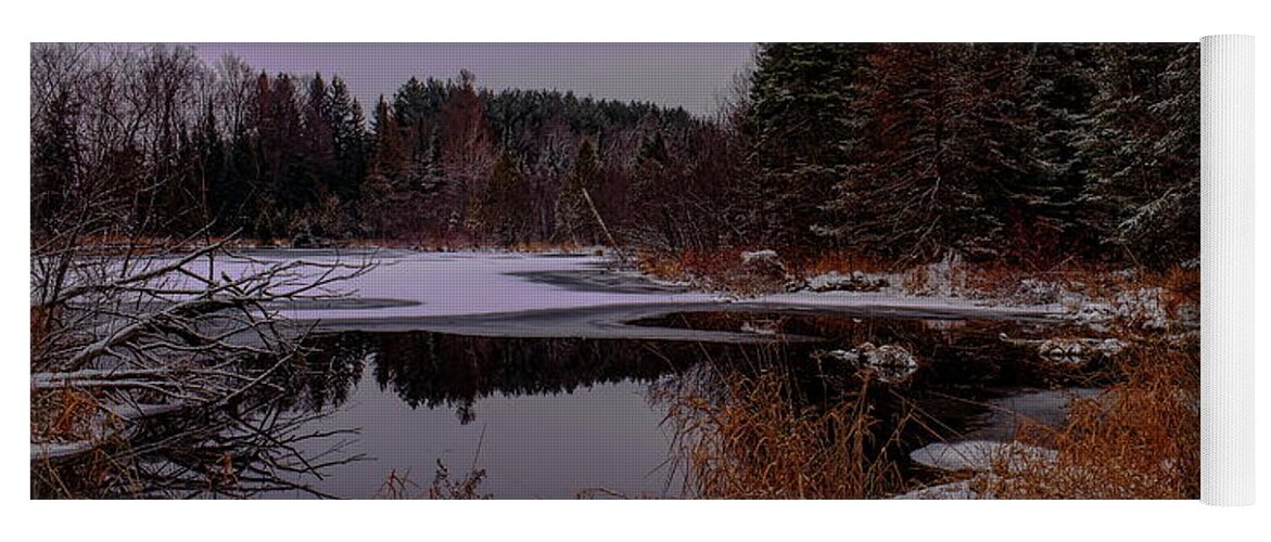 Pond Yoga Mat featuring the photograph Early Winter On A Spring Fed Pond by Dale Kauzlaric