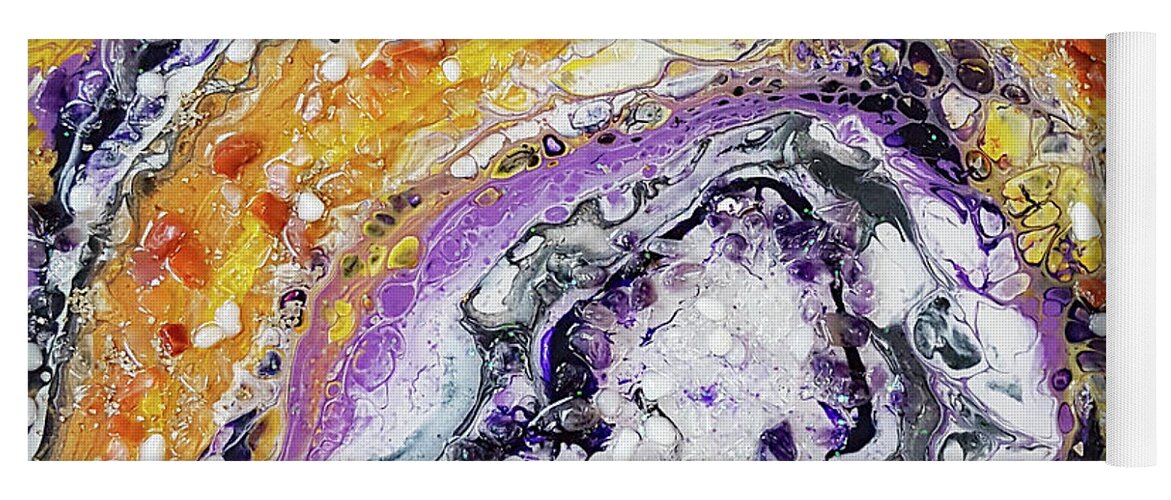 Acrylic Yoga Mat featuring the mixed media Earth Gems #18 w022 by Lori Sutherland