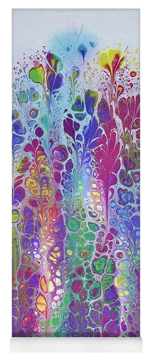 Poured Acrylics Yoga Mat featuring the painting Easter Garden by Lucy Arnold